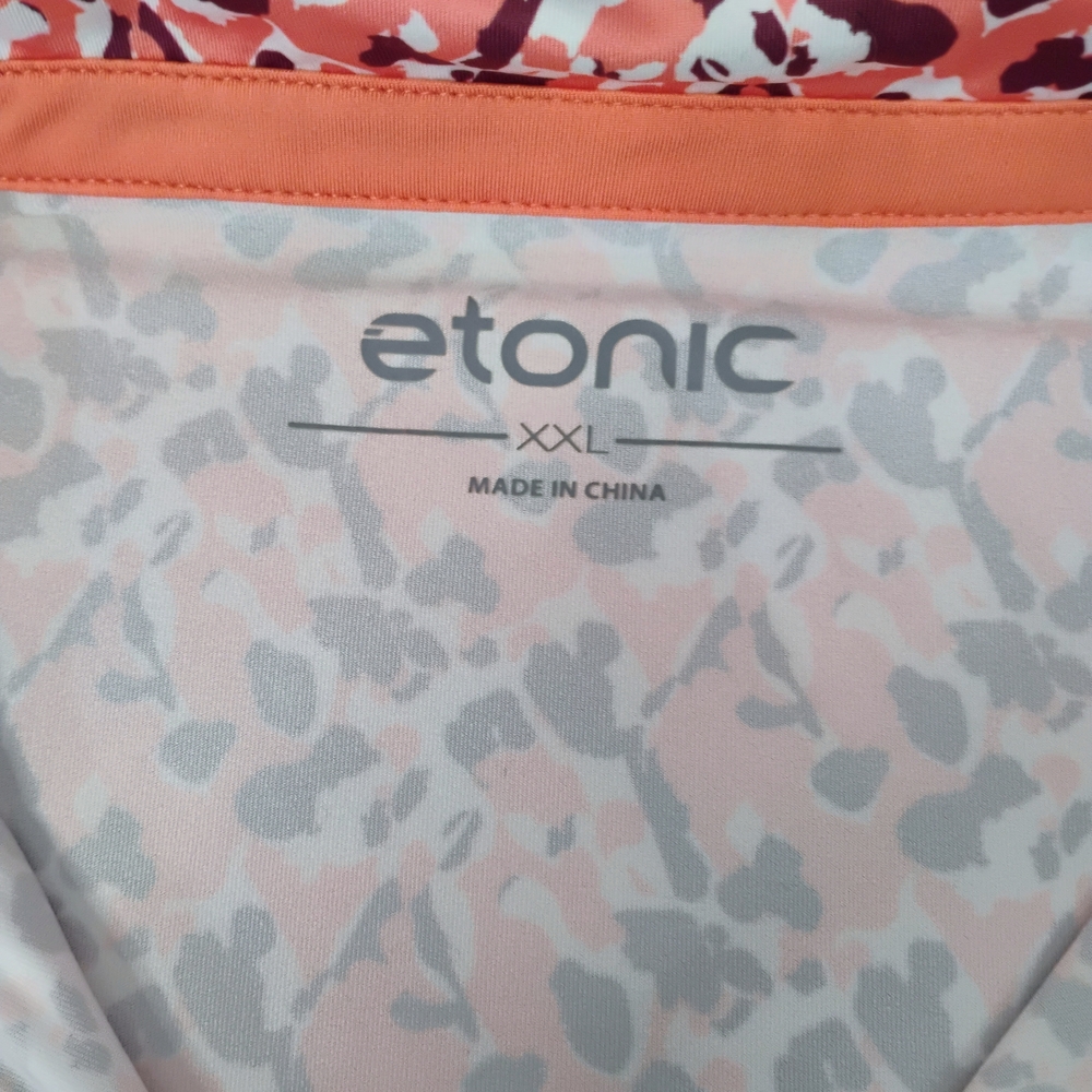 Etonic Womens XXL Golf Polo Shirt Coral Abstract Short Sleeve Floral Stretch Q - Picture 5 of 6